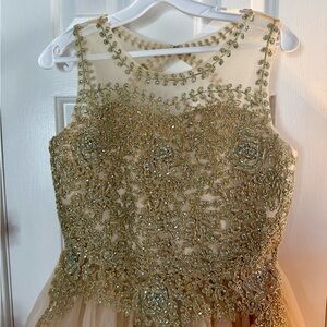 Elegant Gold Embellished Kids Dress